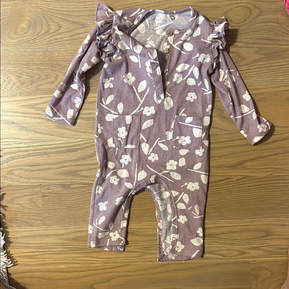 Jessica Simpson Purple Floral Baby Romper 12M